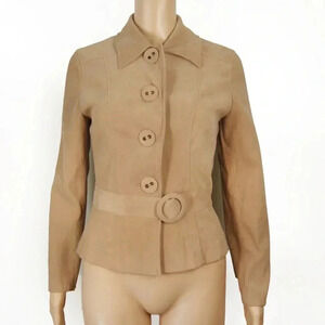 Sandro Tan Blazer with Belted Waist